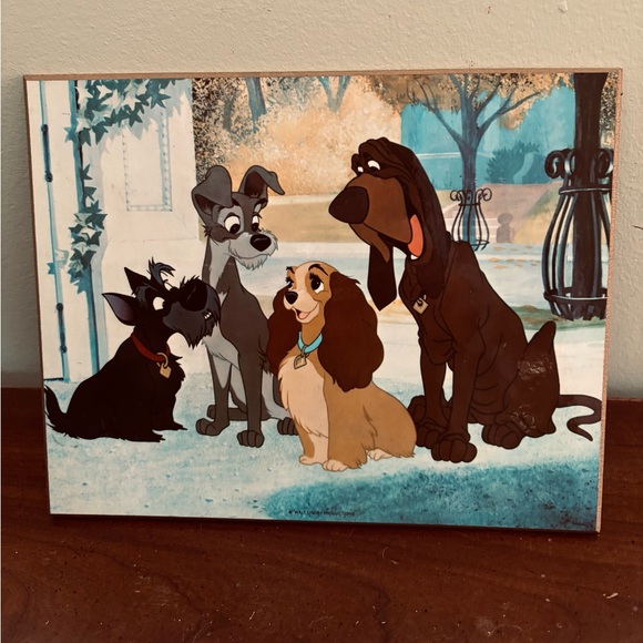 Disney Other - Vintage Walt Disney Productions Lady & The Tramp Wooden Plaque Wall Art, 8x10